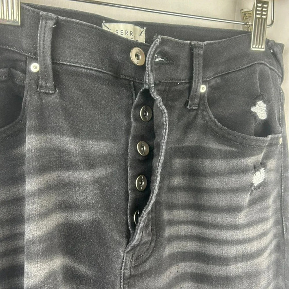 Serra Retreat Joie Rucker Dume High Rise Straight Jeans Size 10 Black Distressed - Picture 11 of 12